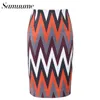 Wholesale- Samuume Vintage Multi Color Wave Shape Printed Midi Skirts Women 2017 High Waist Knee-Length Office Pencil Skirt Faldas A1608049