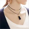 Fashion Sexy Clavicle Strap Collars Choker Bead Tassel Clover Pendant Necklace Vintage Black Lace Velvet Leather Cord Clavicle Chain