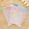 50 stks / partij Gratis Verzending 9 * 15cm Zeep Blister Mesh Zeep Net Schuimende Net Easy Bubble Mesh Bag Willekeurige Kleur