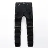 New Fashion Men Ripped Designer Jeans Pants Slim Fit Knee Zipper casual pants Men Club Wear Bright Color Denim Jogger Do the old hole torn