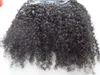 Mongolian human clip in kinky curly hair weft virgin extensions unprocessed natural black color can be dyed for beauty wowen