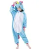 Pigiama Unicorno Costume Cosplay Donna Tutina Animale Ragazze Blu Rosa Viola Homewear Flanella Tuta Morbida Sciolta Calda Bambino Adulto