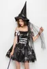 Black Beautiful Elf Mini Dress Women Halloween Party Costume Off Shoulder Sexy Tutu Dress Naughty Witch Cosplay Dress