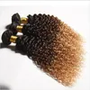 1B4 27 Three Tone Ombre Brazilian Human Hair Weave Bundles 3PC