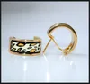 Pendientes de aro de la serie Leopard Pendientes de esmalte chapados en oro de 18 quilates para mujer Joyería de diseño de alta calidad
