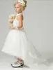 Custom Made Pretty Halter Lace and Tulle Sleeveless High Neck with Beading Ball Gown Hi lo Flower Girl Dress Backless Pageant Dresses