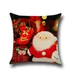 9 Styles Happy NewYear Taie d'oreiller de Noël Lin Square X-Mas Zip Cases P￨re David's Deer Santa Claus Bonhomme de neige Cadeau Impression Housse de coussin