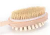 Brosse corporelle 2 en 1 en poils naturels, Double face, épurateur de corps, brosse de Massage à manche long, brosse de douche Spa