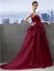 New Side Draping Colorful Winter Burgundy A-Line Sweetheart Beach Strapless Organza Ball Gown Quinceanera Klänningar