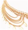 Boho silver gold meta chain leaves tassel body jewelry charms sexy biniki waist belly beach tribal jewelry