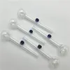 10cm mini glass smoking oil burner pipe clear thick pyrex glass oil burner cheap hand pipes with colorful handle glass tube