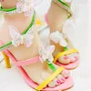 Women Gladiator Butterfly Sandals Colorful Wedding Party High Heel Sandal Special Design Bridal Shoes Handmade Prom Pumps