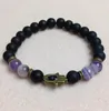 SN0440 8mm Black Matte Onyx Bracelet For Men Antique Bronze Hamsa Charms bracelets Amethyst crystal bracelet245Y