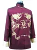 Fall-Vintage Black Chinese Traditional Men Jacket Silk Satin Coat Handmade Embroidery Dragon Outwear S M L XL XXL XXXL M-1011