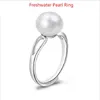 Anello di perle d'acqua dolce naturale Anello in vera perla coltivata genuino Anello in argento 925 con perle per le donne Festa di nozze
