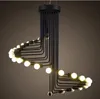 Moderne Vintage Loft Pendentif Plafonniers Plafonniers Fer Spirale Escalier Lampe Drop Fixture de lumière suspendue Antique American