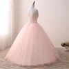2023 V neck Blush Applique Lace With Champagne Satin Quinceanera Dress Ball Gowns Prom With Straps Beaded Corset Back Sweet 15 Gir1670100