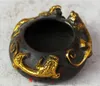 Antique antique bronze collection of four treasures wealthy gilt three dragon brave Rui animal pen wash