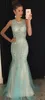 Stora Beading Girls Pageant Klänningar Hollow Back Crystals Sequins Mermaid Evening Gowns Jewel Tulle Sweep Train Sparkline Prom Dress