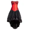 Partihandel Billiga Overbust Floral Black Lace Overlay Corset och Voluminous Layered Kjol Burlesque Formell Dans Korsett Kjol Set Kostym Klänning