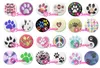Interchangeable 18mm Cabochon Glass Stone Buttons Cabochon Animal Pawprint Snaps for 18mm Snap Jewelry Bracelet Necklace Ring Earrings