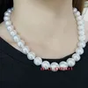Fine Perlen Schmuck Top Glanz 17 "12-13mm REAL NATURAL Runde Südsee weiße Perlenkette 14K GOLD
