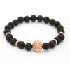 Nouveau Design 1 pièces 8mm perles de pierre de lave or argent Rose plaqué Lion hibou meilleur cadeau bracelets