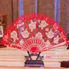 Rose Plastic Frame Lace Silk Hand Fan Chinese Craft Dance Folding Fan 15 Colors 100pcs/lot