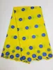 5 yds / pc Gorgeous Yellow Broderi Afrikansk bomull Tyg och Blå Blommedesign Swiss Voile Lace för kläder BC151-3