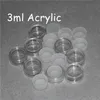 MOQ 20pcs Acryl -Silikon -Wachsbehälter Silikonglas 3ml Wachsbehälter Tupf Bho Plastik