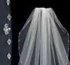 1 meter Fancy One-Tier white and Ivory Beadings Edge Wedding Bridal Veils LK1590