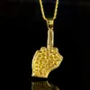 Hip -Hop -Männer Gold Farbe Voller Strassstein Big Middle Finger Anhänger Halsketten mit 30 -Zoll -Langkette für Herren Schmuck268f