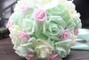 2017 Bouquet Cover 5 Colors Champagne Pink Purple Light Green Roses Bridal Bouquets for Weddings and Valentine039s Day6713667