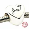 2016 Özgürlük Kalp 100% 925 Ayar Gümüş Boncuk Fit Pandora Charms Bilezik Otantik DIY Moda Takı