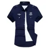 도매 - 새로운 여름 남성 셔츠 고품질 면화 짧은 소매 셔츠 육군 드레스 셔츠 남성 셔츠 캐주얼 남성 의류 M-6XL