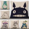 Mignon Anime Chinchilla Totoro taies d'oreiller lin coton housse de coussin maison Textiles doux literie canapé ensembles taie d'oreiller cadeau de noël