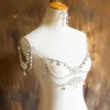 Vintage Bruiloft Bruids Schouder Collier Lichaam Ketting Zilver Kristal Strass Bloem Kwastje Wrap Sieraden Vrouwen Prom Hanger 287E