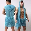 Wholesale-1pcs men robes bathrobe plus size robe mens sexy sleepwear brand male kimono gay wear men sleep lounge pajama set robes set tops