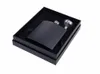 black 6oz stainless steel hip flask in black gift box packing ,Foam inner