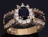 Anneaux de pierres précieuses taille 6,7,8,9,10,11,12 femmes bleu saphir Cz or 18 carats rempli de magnifiques anneaux de mariage