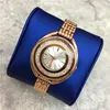 Hot Koop Luxe Vrouwen Horloge Rose Gold Rvs Lady Polshorloge Armband Jurk Horloge Sexy Sieraden Gesp Multi Colors Rolling Diamonds