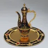 Golden Castle Pattern Metal Wine Set Fashion Zinc Alloy Tea Set Home Decoration 1 set= 1 plate+ 1 pot +6 cups