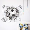 3d Football Soccer Fire Playground Broken Wall Hole view quote goal home decals wall stickers for kids rooms boy sport wallpaper1258620