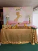 Gold Unicorn Birthday Party Photography Backdrop Pink Ribbon Digital Printed Flowers Bokeh Baby Shower Photo Background for Studio