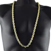 8mm d'épaisseur 76cm de long chaîne torsadée en corde solide 24K or argent plaqué Hiphop chaîne torsadée collier pour hommes