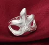 factory price Beautiful Senior Design plating 925 sterling Silver fashion charm Starfish Beautiful Cute lovely ring jewelry size US/7/8