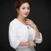 Real photos White Faux Fur Wedding Jacket Warm Bridal Bolero Wedding Jacket Coat with half sleeve Bridal Wraps Wedding Cape Cloak