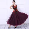 New Adult / Girls Ballroom Dance Dress Modern Waltz Competition Dance Dress Dre Abito da ballo in pizzo di alta qualità Abito senza maniche stampato