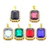 2pcs Ruby Collier Set Silver Gold plaqué Iced Out Square Red Pendant Hip Hop Box Chain280a