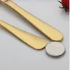 4 Piece/Set Gold color Stainless Steel Dinnerware Sets Tableware Knife Fork Teaspoon Luxury Cutlery Set Tableware Set KKA2313